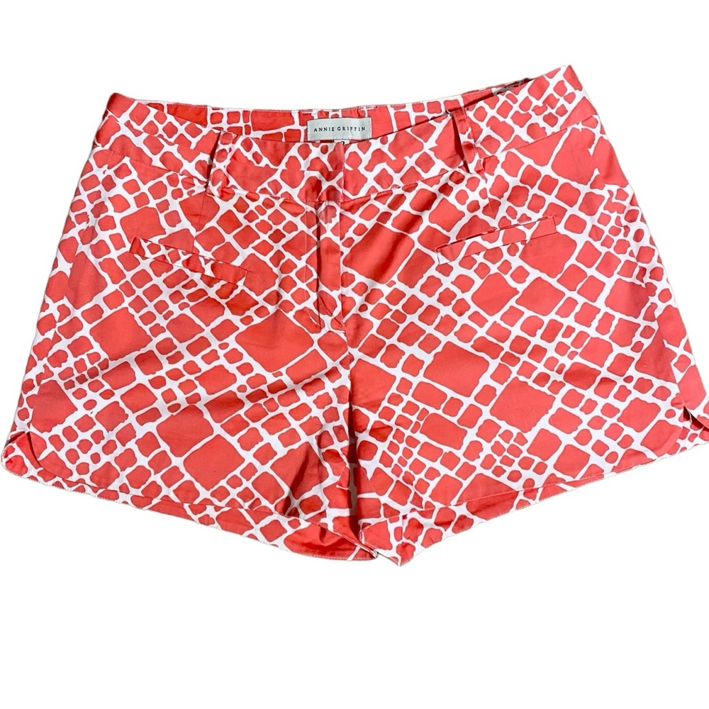ANNIE GRIFFIN  Sz 2 Geometric Diamond Print Luxury Designer Pocket Shorts
